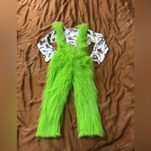 Grinch Furry Overalls with whoville Top READ DESCRIPTION